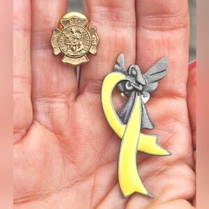 St Florian Protector of Firefighters & Camco Angel Support The Troops Pins